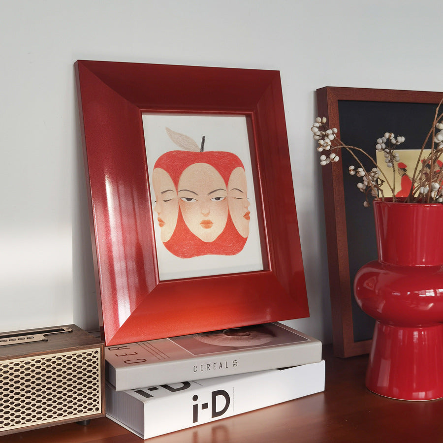 Contemporary Surreal Apple FRAMED | Canvas Art Print | Gloss Red Frame Wall Art | Whimsical Modern Decor | Living Room & Study Art